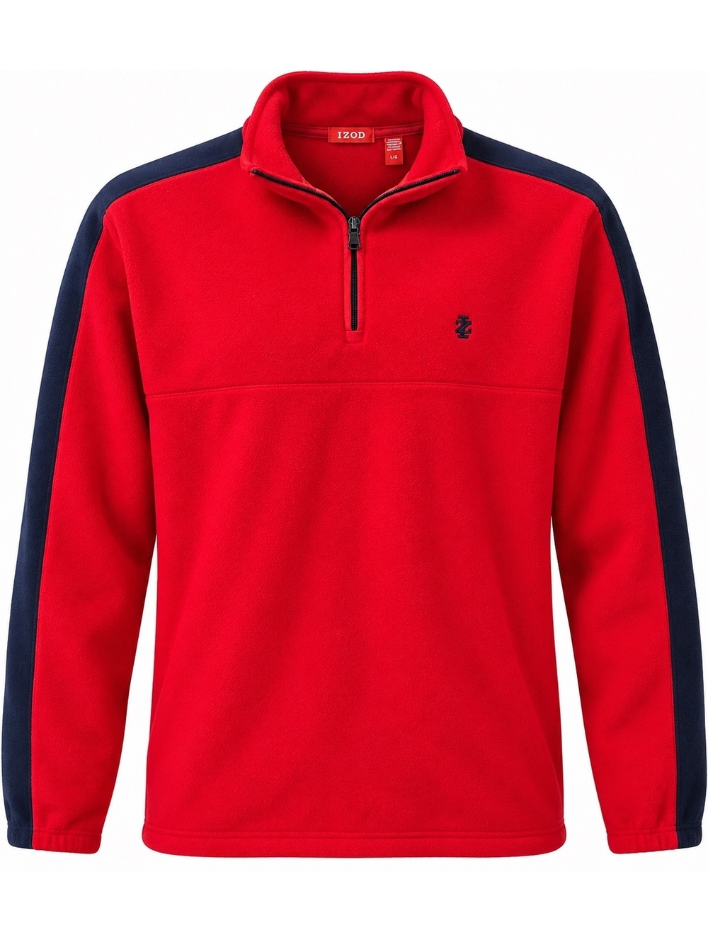 NWT IZOD Men’s Large Red Navy Colorblock 1/4 Zip Fleece Pullover